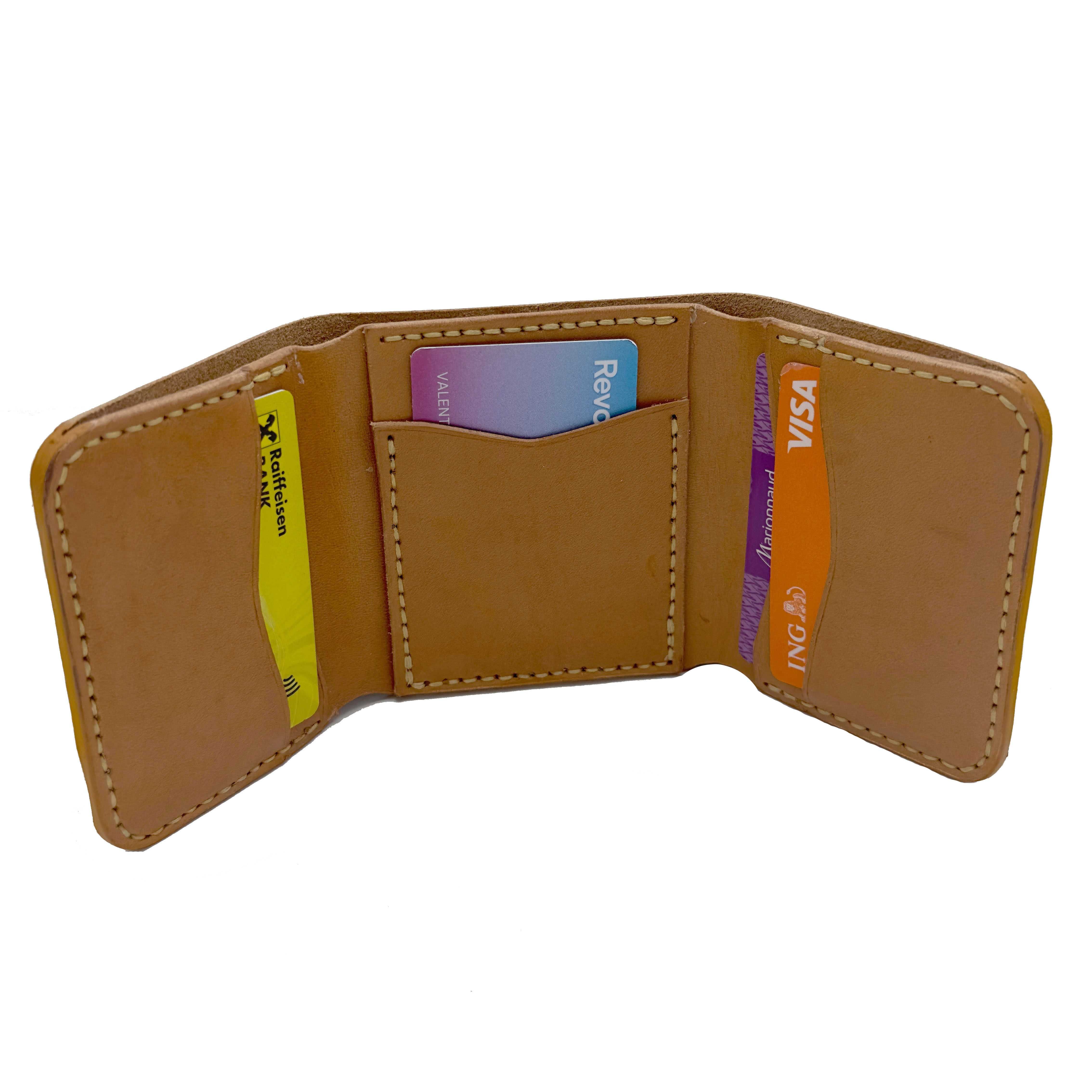 Portofel Trifold Cognac  Tolby Valenti , Piele Naturala 26 x 10 x 2 cm