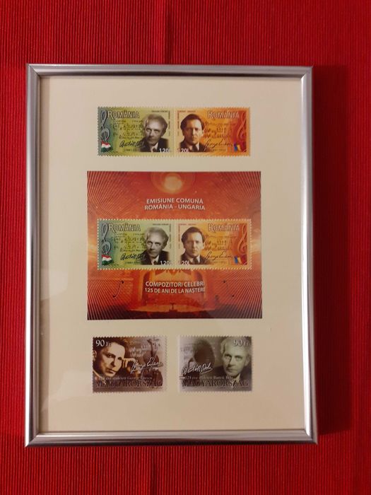 Tablou serie timbre George Enescu si Bela Bartok