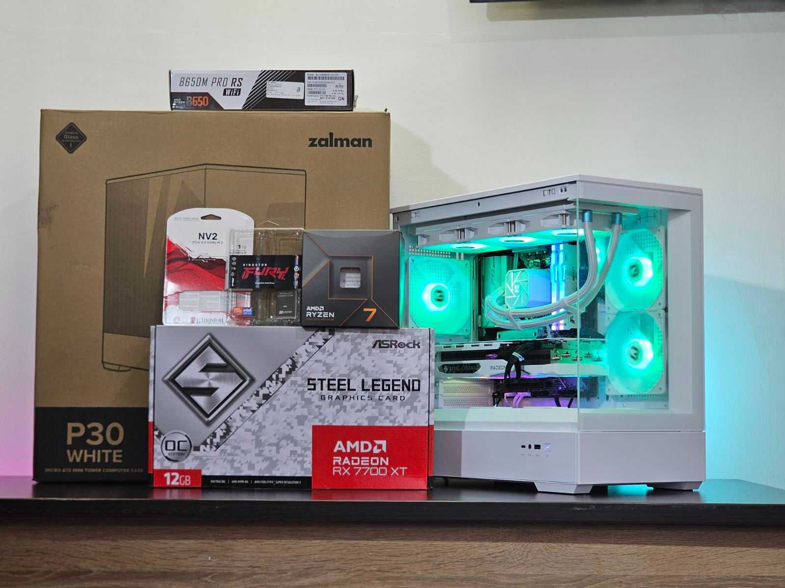 RX 7800XT 16GB/Ryzen 7-7700/RAM 32GB/SSD 1TB/Водно/Чисто Нов+Гаранция