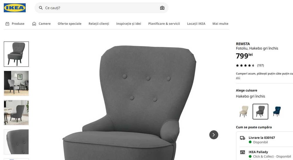 Fotoliu negru de catifea REMSTA IKEA