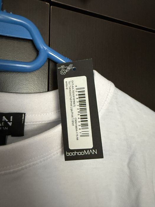 Tricou Alb Oversize cu Model, Barbati, Marimea M