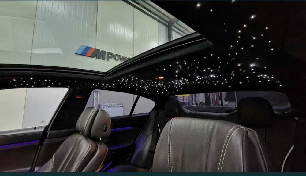 Retapitare plafon Audi textil alcantara gri/negru/bej + lumini plafon