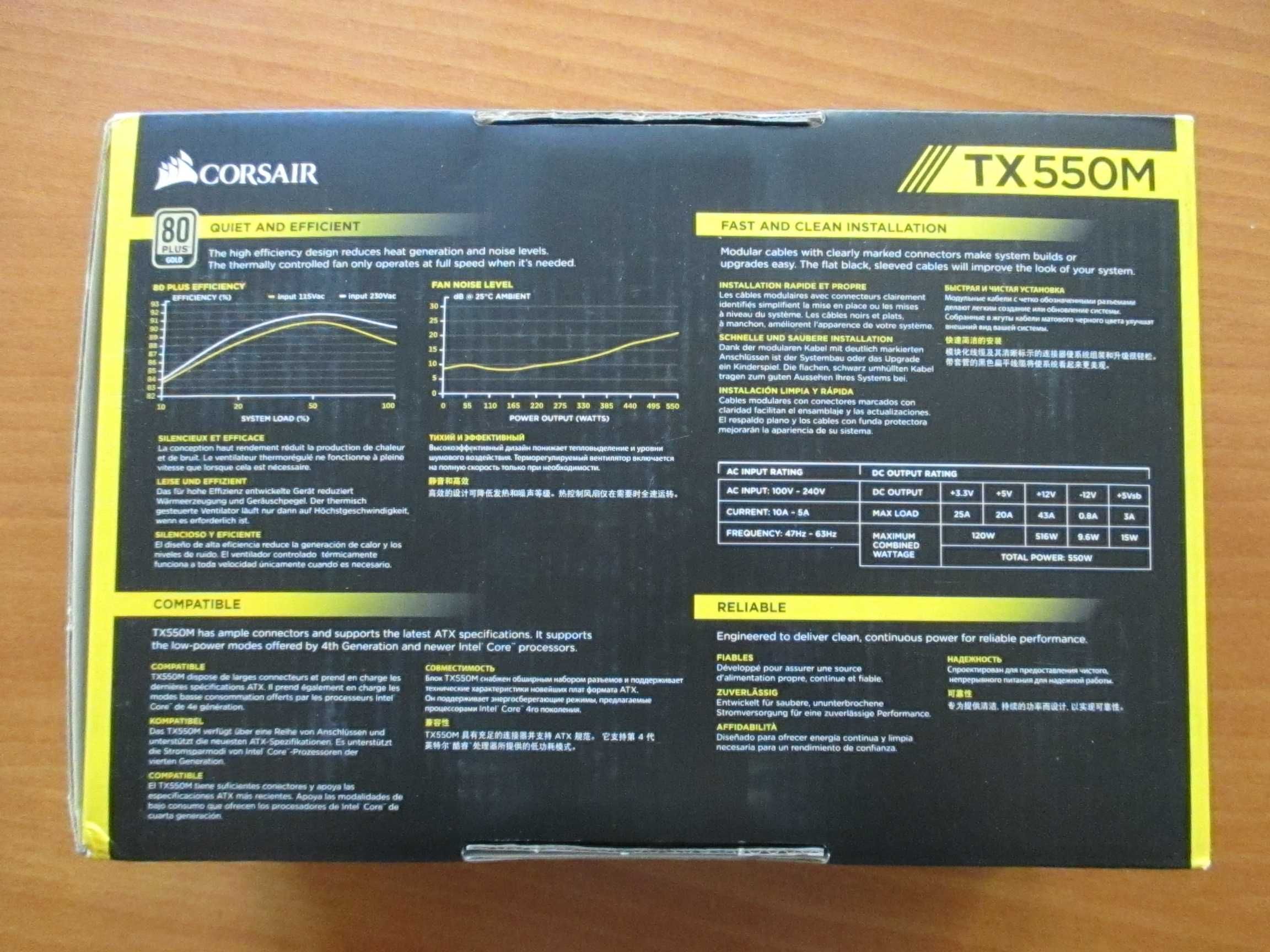 Мoдулно захранване Corsair TX550M 550W ATX 2.4, EPS12V 2.92
