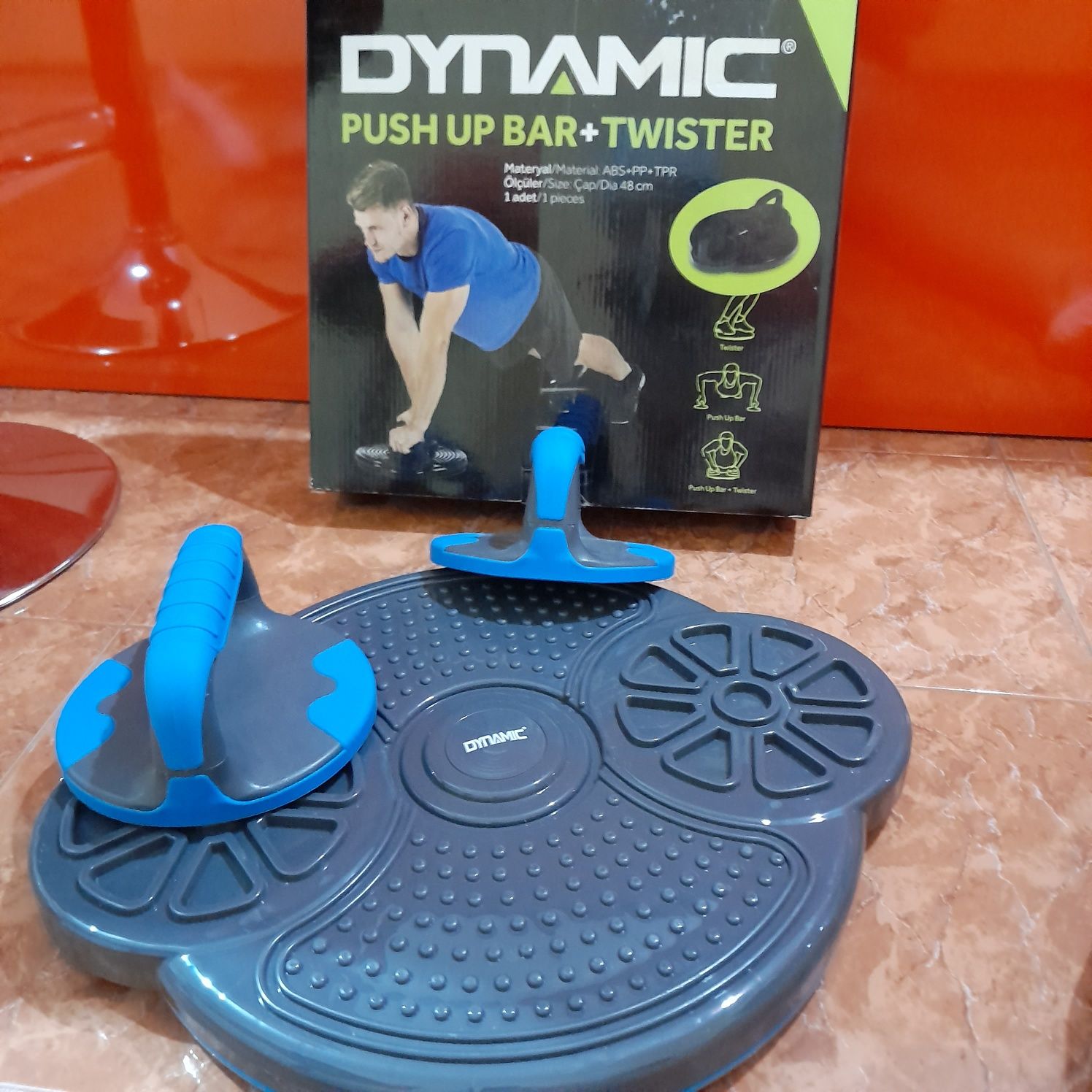 Комплект push-up twister Dynamic, Черен/Син, Диаметър 48 см