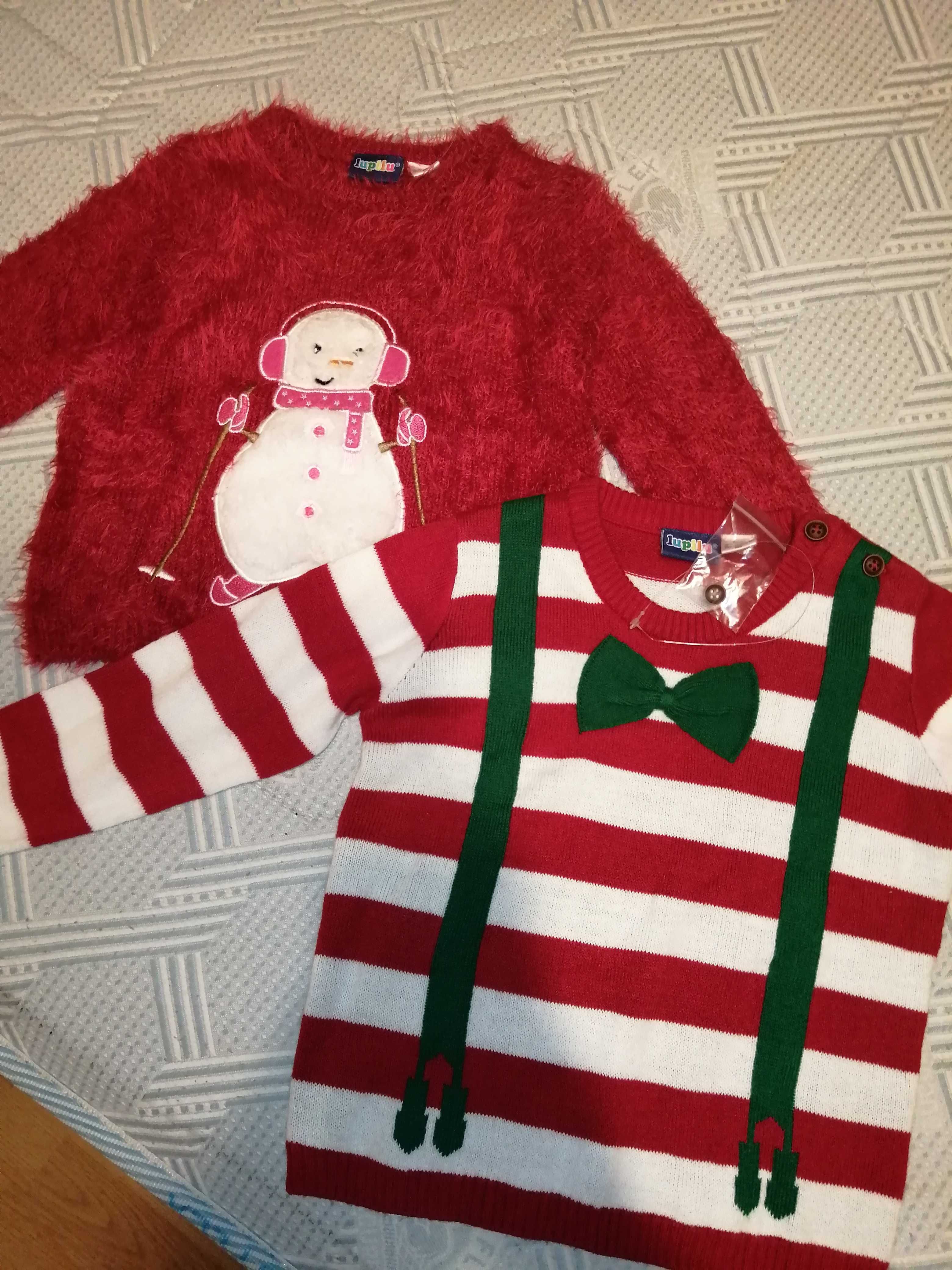 Lot bluze/pulovere Crăciun, noi, mărimea 86-92 (+cadou)