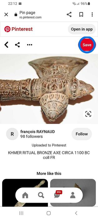 Toporisca vintage ritualica din bronz