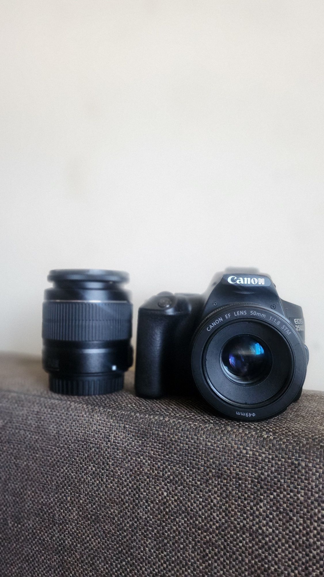 DSLR Canon 250D + obiectiv portret 1.8 50mm