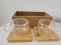 set 2 cani cafea cu perete dublu