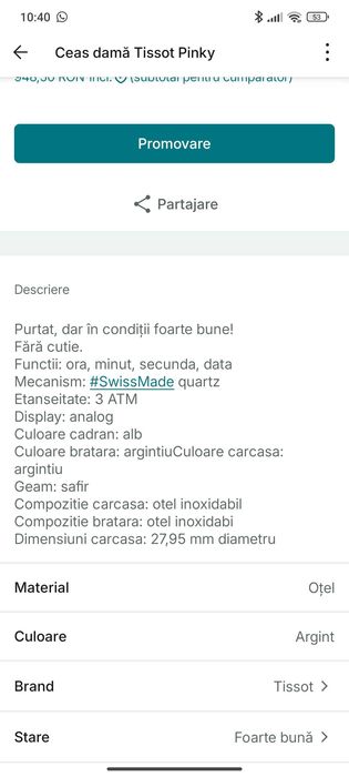 Ceas Tissot Pinky damă