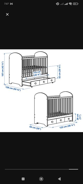 Vand patut bebe Ikea nefolosit cu saltea si sertar