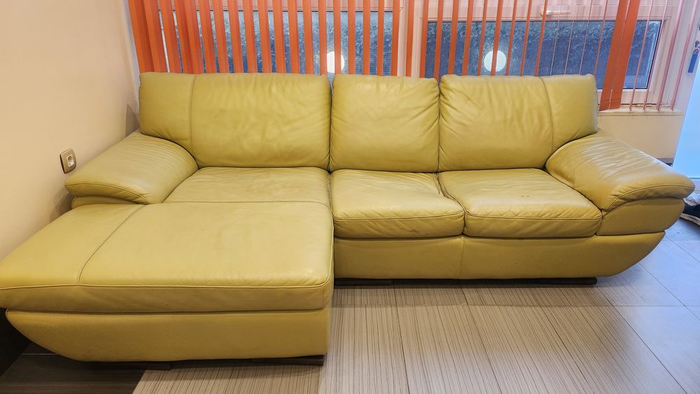 Ъглов диван естествена кожа