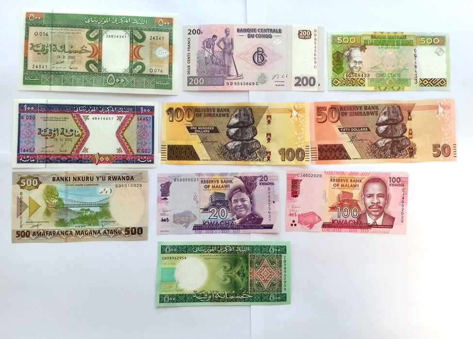 Лот банкноти Африка 10 броя UNC нови