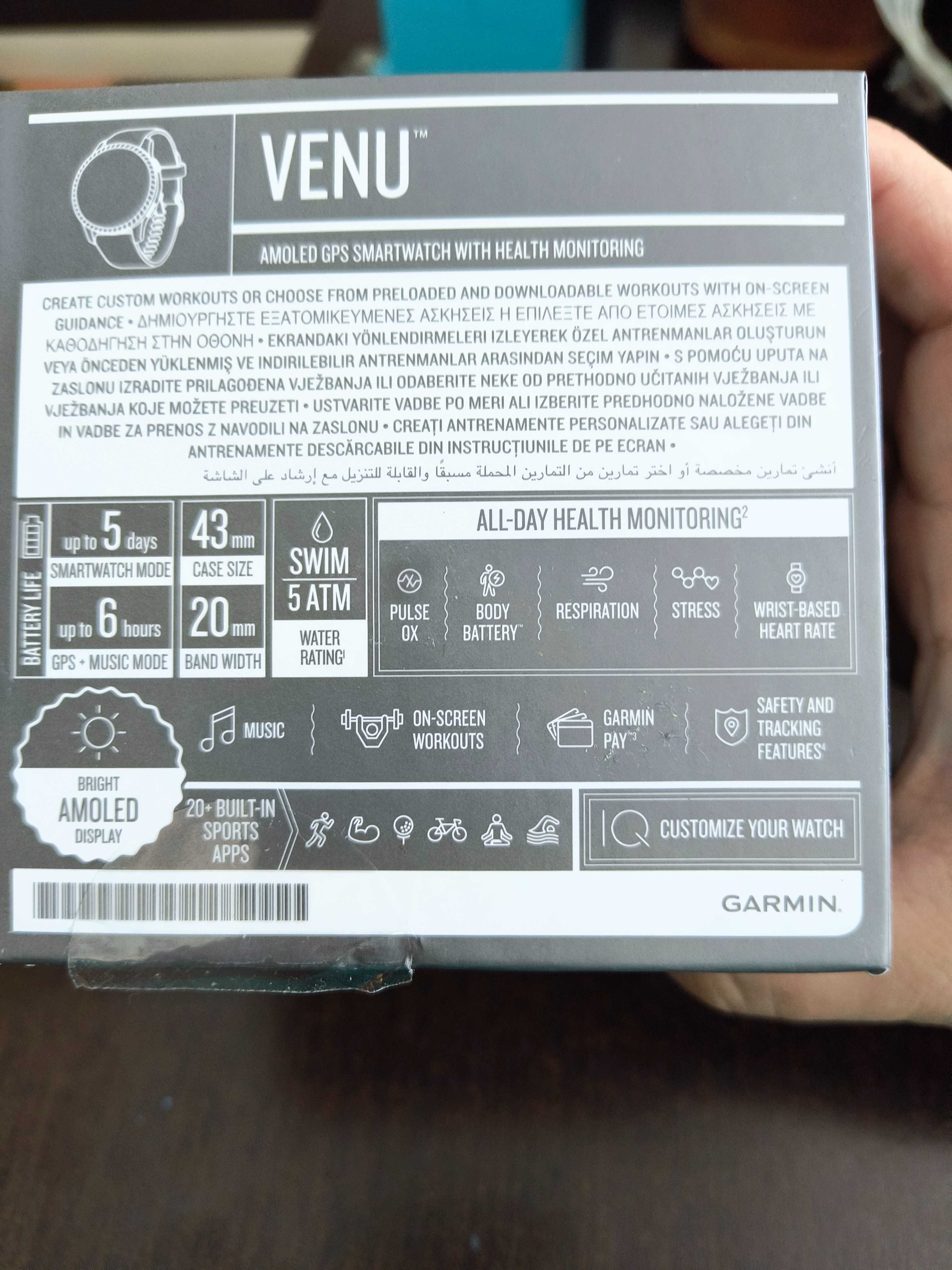 Смарт часовник, нов, в гаранция - Smartwatch VENU Light Garmin
