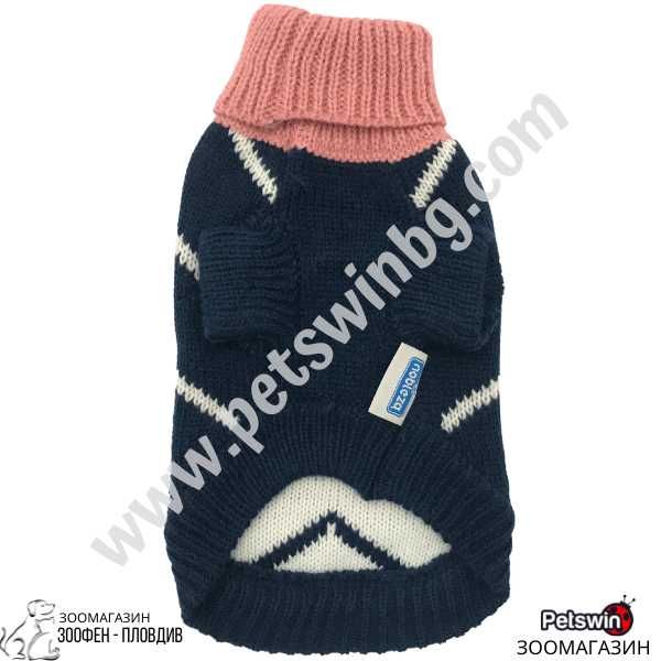 Пуловер за Куче - XS, S, M - Тъмносиня Разцветка - Nobleza