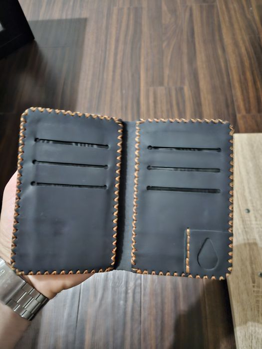 Vand portofel din piele naturala cusut manual