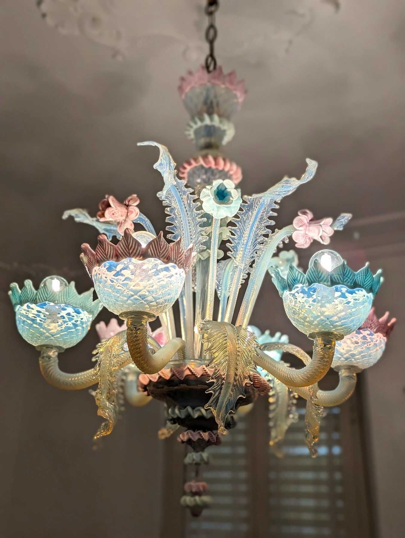 Candelabru Ca Rezzonico, Art Deco, sticla Murano, iluminat lux vintage