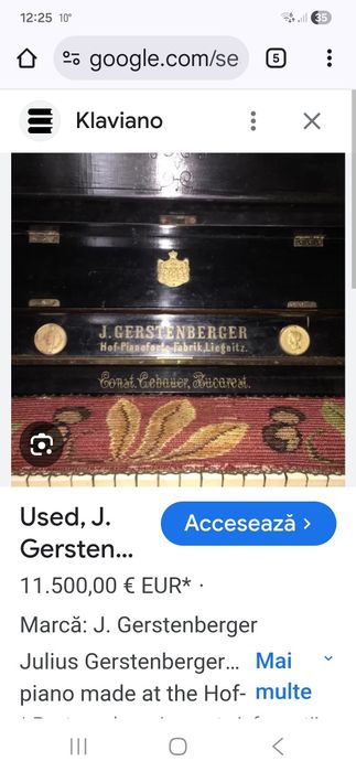 Pianină germană J. Gerstenberger (cca. 1900) – piesă rară, colecție