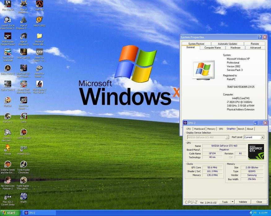 Calculator retro gaming BEAST Windows XP Core i7, GTX460 2GB
