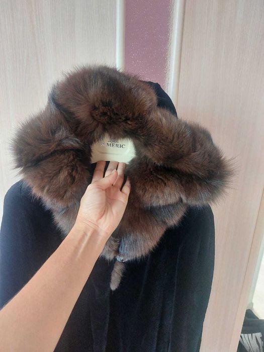 Шуба норковая с капюшоном