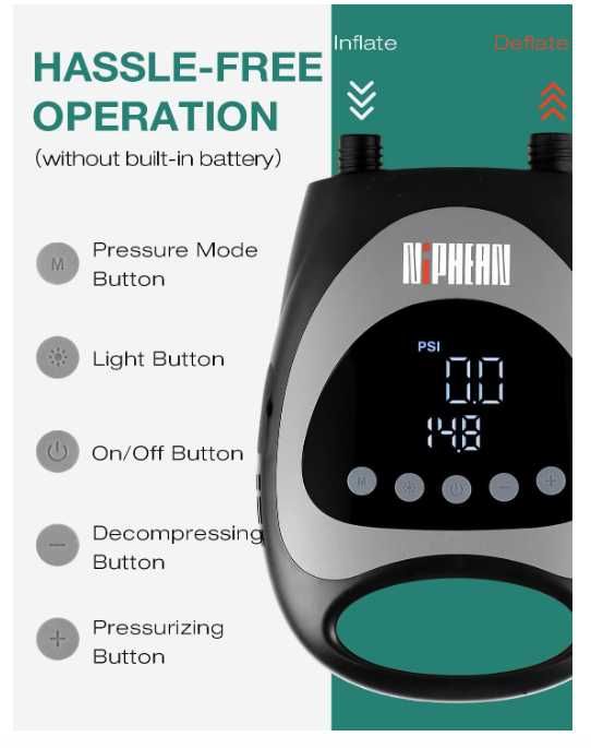 Pompa smart Electrica Portabila 20 Psi Oprire Automata Bat intern