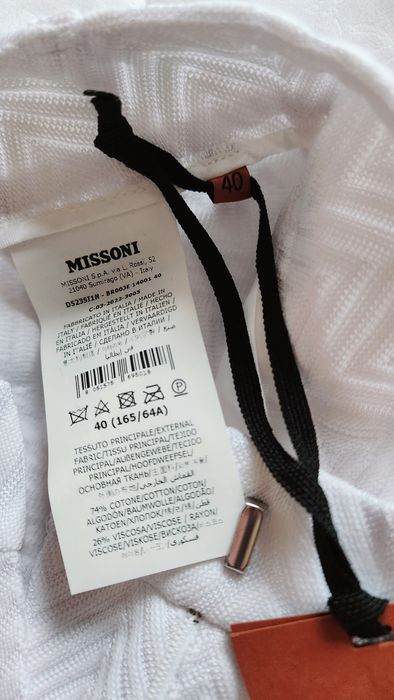 Бял панталон Missoni XS/S прав широк крачол ръб висока талия елегантен