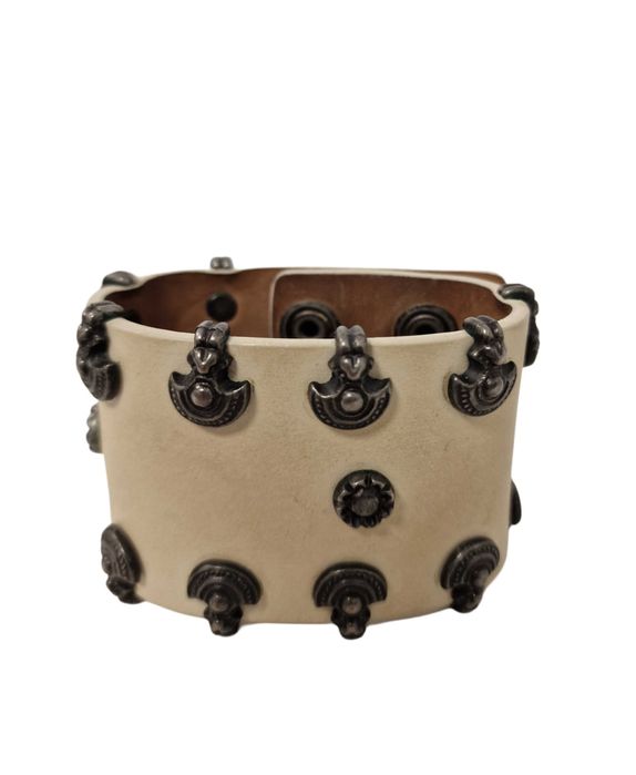 Brățară din piele Dolce & Gabbana – bej, originală, cu logo metalic