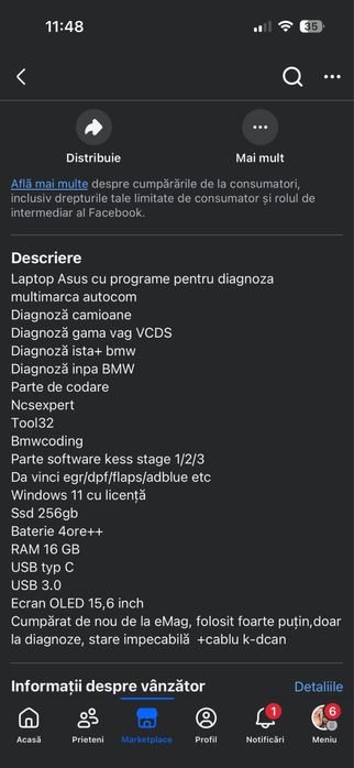 Laptop Asus cumparat de nou