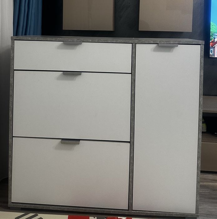 Vand Pantofar Pal culoare Beton + Alb