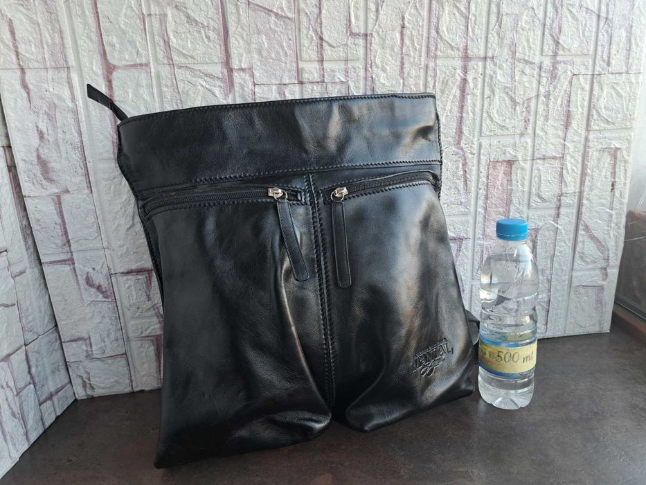 дамска чанта,черна кожена италианска чанта-естествена кожа,