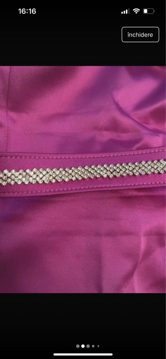 Rochie Fofy roz fucsia cu trandafiri si strasuri