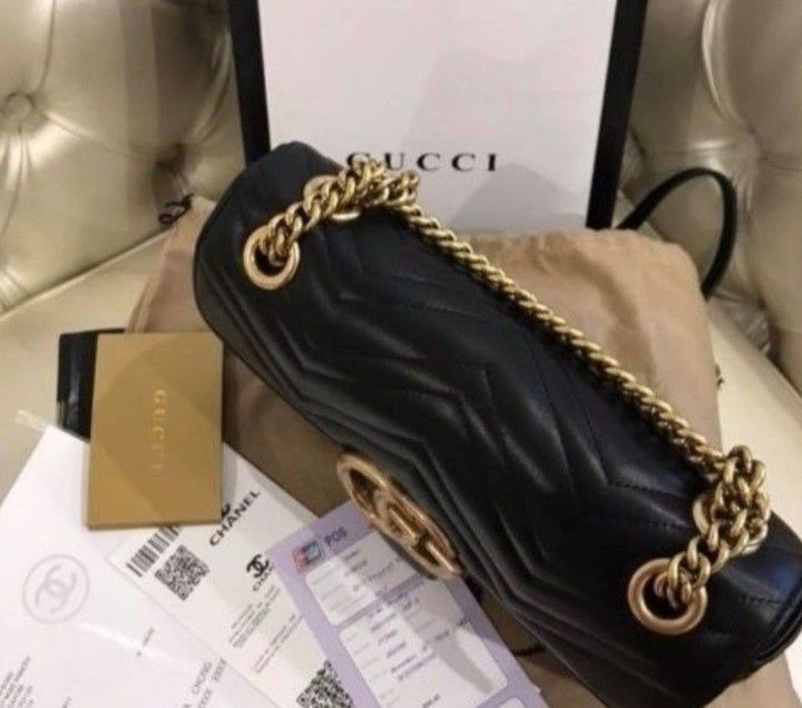 Set Gucci Marmont(geanta+curea),logo metalic,saculet, etichetă
