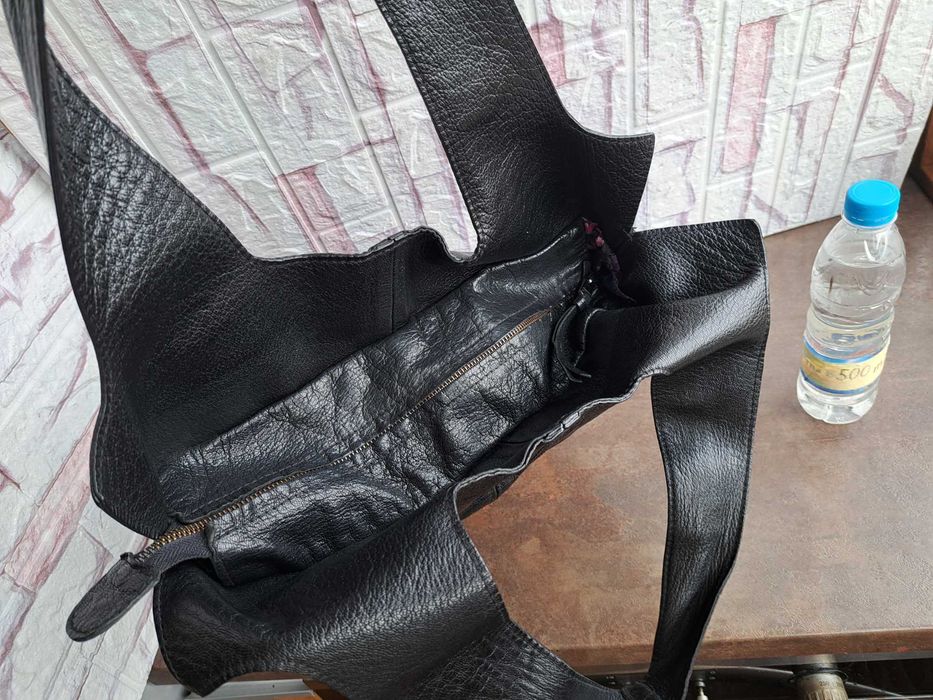 дамска чанта,черна кожена торба-естествена кожа