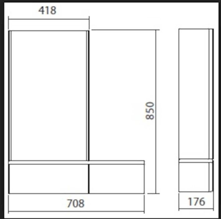Corp suspendat de baie Kolo Nova Pro cu oglinda pe dreapta