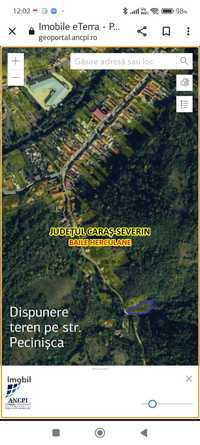 Vând teren 1491 mp intravilan în Băile Herculane/Pecinișca/Păstrăvărie