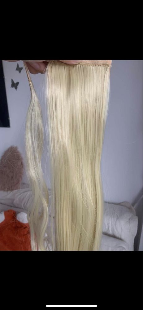 Extensie coada blond cenusiu