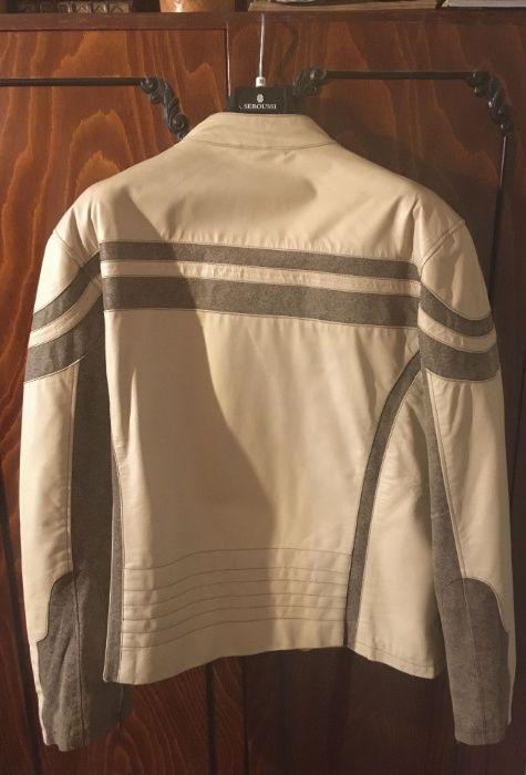 Geacă Eastwind PIELE ALBĂ mărime mare 60 (XXXL) cu tunică IMPECABILĂ!!