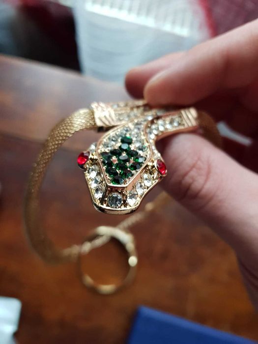 Colier elegant pentru femei placat cu AUR 18k cu pietre model sarpe
