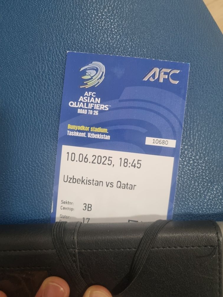 O‘zbekiston & Qatar bilet 3 B sektr