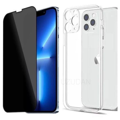 Husa X CASE Tpu si Folie Sticla 4D Privacy Iphone 13/12 MINI PRO MAX