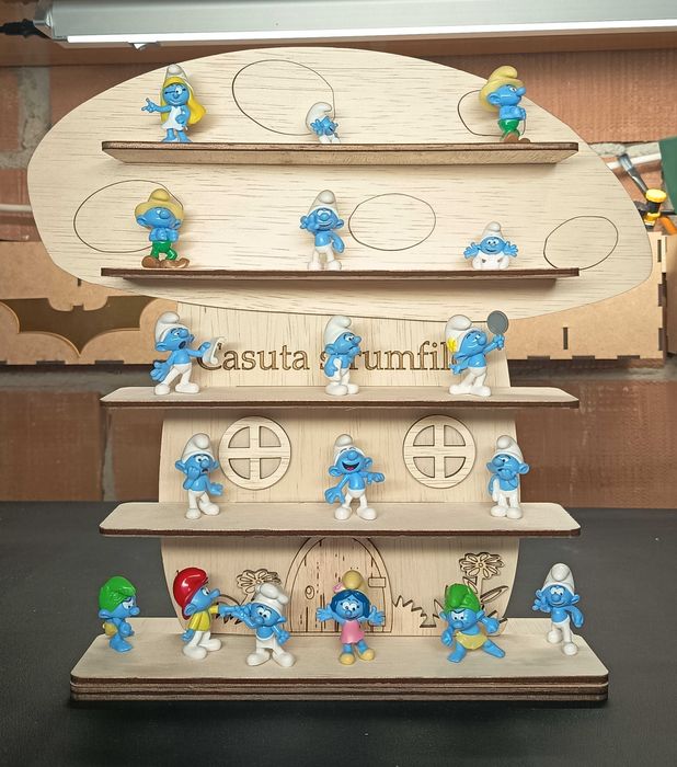 Casuta strumfi kit, activitate pentru copii, pentru colorat / asamb