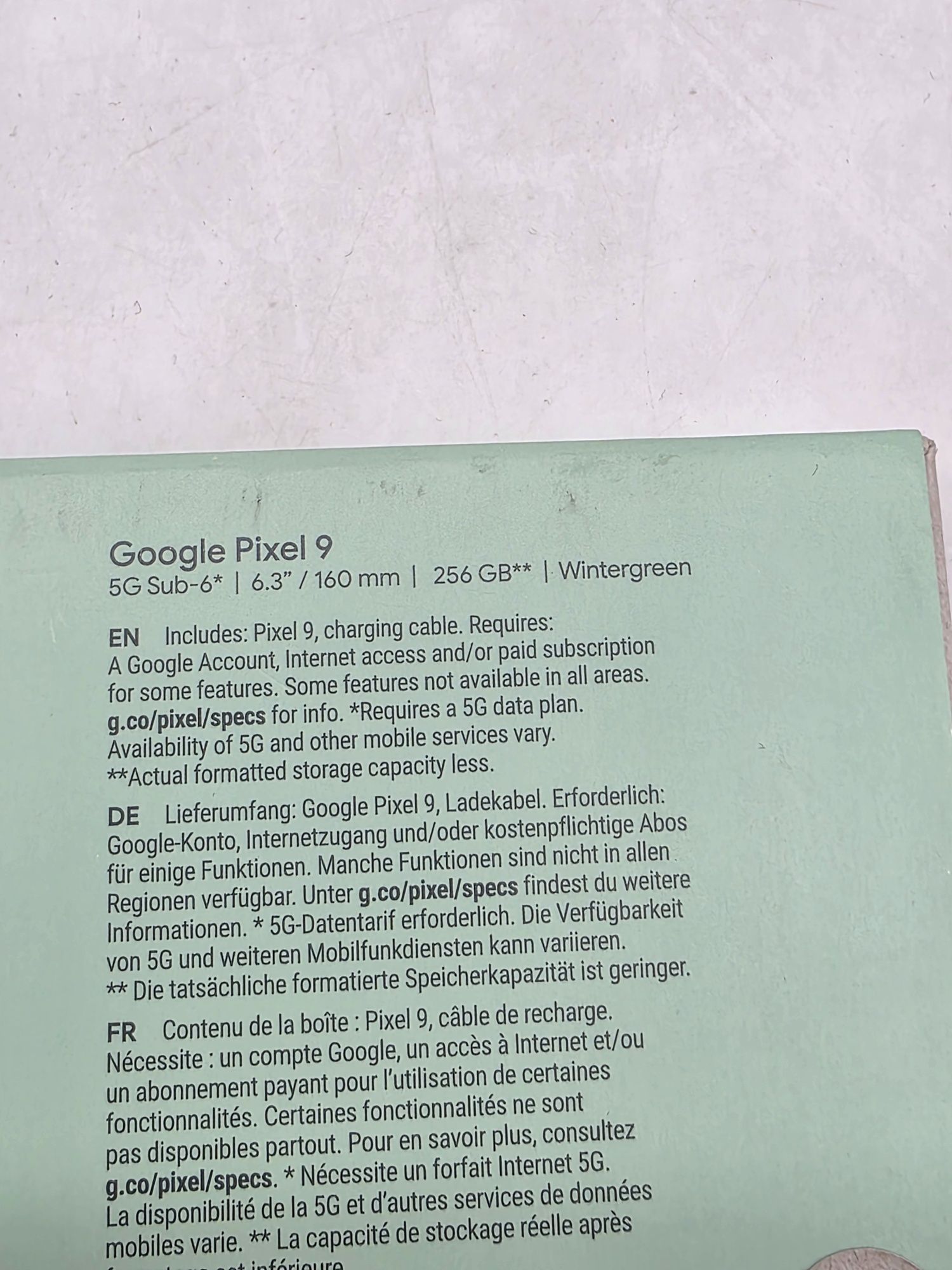 Google Pixel 9, 256GB, 12GB RAM, 5G, Wintergreen, sigilat