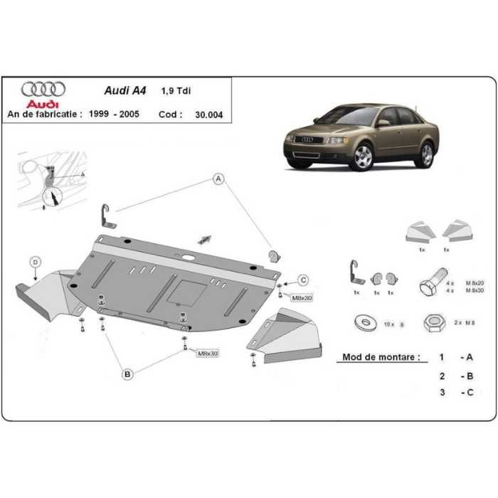 Метална кора под двигател скорости Audi A4 B6