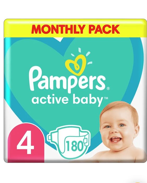 Памперси Pampers Active размер 4 Пелени, 180 бр