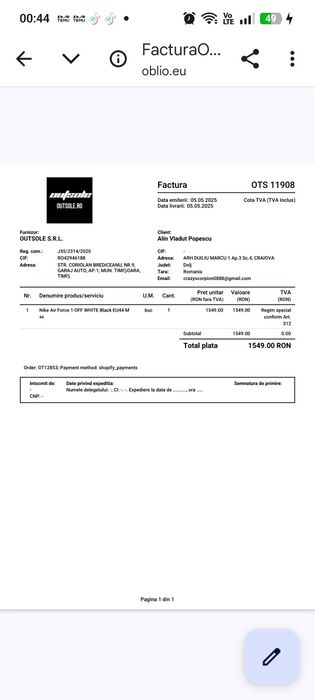 Adidași Nike OFF-WHITE nr 44