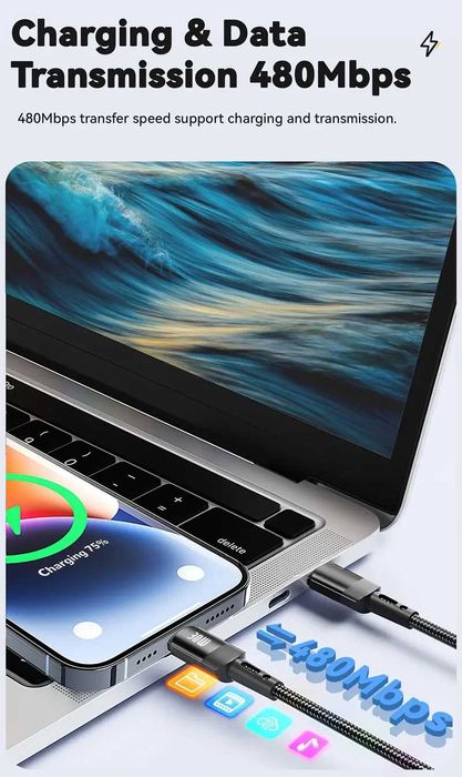 Кабел за бързо зареждане PD3.1 7A Cable USB-C 240/120W Type-C до USB-C