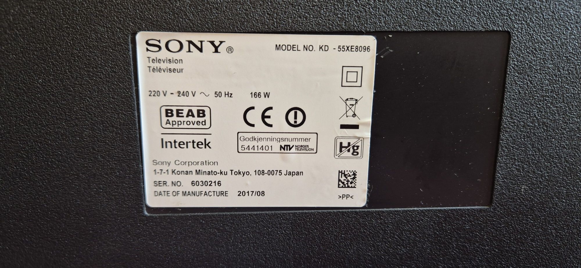 Sony KD-55XE8096 Android, 4k, UltraHD, Smart, WiFi, LED