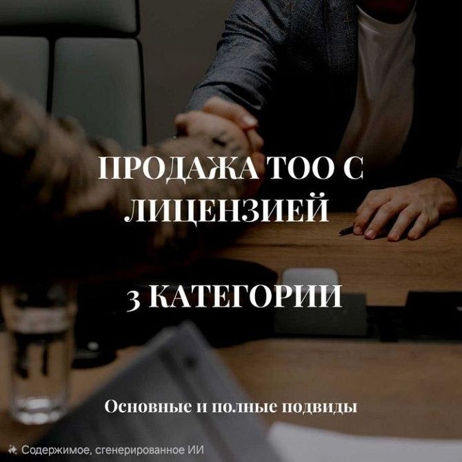 Продажа ТОО 3 категории с лицензии