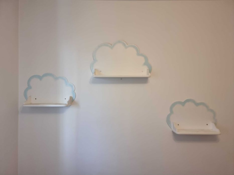 Vand set 3 polițe de perete din lemn model nor / norisor