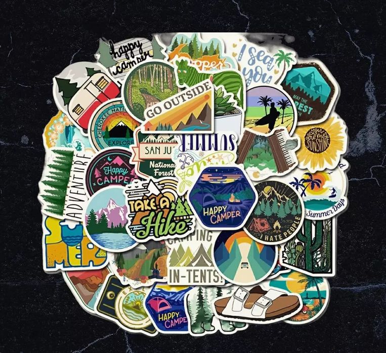 Наклейки виниловые лот 50 штук