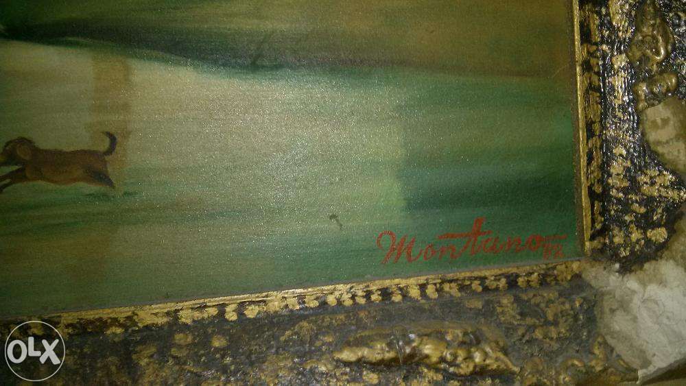 Vand pictura veche in ulei, pe panza „ La Vanat”